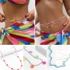 Picture of Acrylic Boho Chic Bohemia Beaded Body Belly Chain Necklace Flower Heart Multicolor