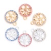 Bild von Zinklegierung Charms Rund Bunt Lebensbaum Bunt Strass 19mm x 16mm, 10 Stück