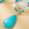 Image de Turquoise (Imitated) Boho Chic Bohemia Beaded Necklace Antique Silver Color Blue Drop Butterfly