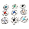 Picture of Zinc Based Alloy Boho Chic Bohemia Metal Sewing Shank Buttons Single Hole Antique Silver Color Multicolor Flower Carved Pattern With Resin Cabochons 3cm x 2.9cm
