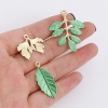 Picture of Zinc Based Alloy Leaf Gold Plated Green Painted 10 PCs