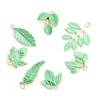 Picture of Zinc Based Alloy Leaf Gold Plated Green Painted 10 PCs