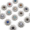 Zinc Based Alloy Flora Collection Metal Sewing Shank Buttons Buttons Single Hole Flower Antique Silver Color Multicolor With Resin Cabochons 3cm x 2.8cm, 3 PCs の画像