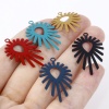 Picture of Iron Based Alloy Filigree Stamping Pendants Multicolor Drop Sun Rays Painted 3cm x 1.7cm, 20 PCs