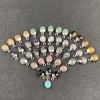 Picture of Stone ( Natural ) Charms Silver Tone Multicolor Oval Faceted 14mm x 8mm, 1 Piece