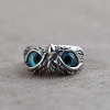 Image de Retro Open Adjustable Rings Antique Silver Color Owl Animal Multicolour Cubic Zirconia
