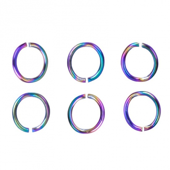 Picture of Stainless Steel Open Jump Rings Findings Round Multicolor 100 PCs