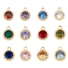 Picture of Copper Birthstone Charms Round Real Gold Plated Multicolour Cubic Zirconia 9mm x 7mm, 2 PCs