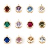 Bild von Kupfer Monatsstein Charms Rund Gold Gefüllt Bunt Zirkonia 7mm x 5mm, 2 Stück