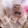 Picture of Wood Seal Stamper Rectangle Natural Flower Pattern 5cm x 4.5cm, 1 Piece