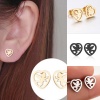 Immagine di Acciaio Inossidabile Elegante Orecchini a Perno Multicolore Cuore Angelo Filigrana 10mm x 9mm, Posta / Filo Dimensione: (18 misura), 4 Paia