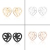 Immagine di Acciaio Inossidabile Elegante Orecchini a Perno Multicolore Cuore Angelo Filigrana 10mm x 9mm, Posta / Filo Dimensione: (18 misura), 4 Paia