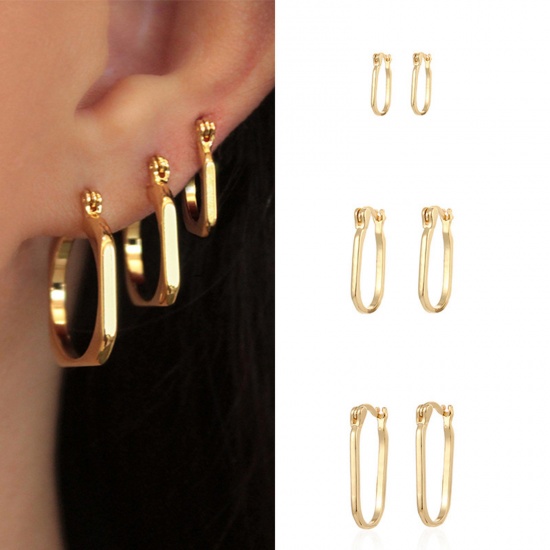 Picture of Copper Ins Style Hoop Earrings Multicolor U-shaped