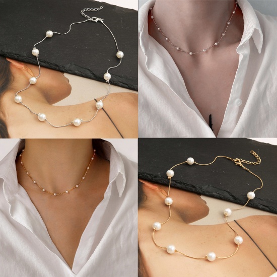 Picture of Stylish Choker Necklace Imitation Pearl 35cm(13 6/8") long