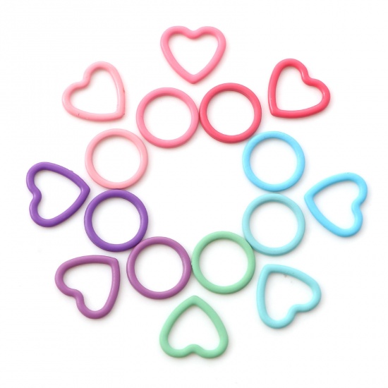 Picture of Zinc Based Alloy Knitting Stitch Markers Heart Round Multicolor