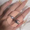 銅 素敵 オープンタイプ 調整可能 リング 指輪 銀メッキ 模造宝石 17mm (日本サイズ約13号)、1 個 の画像