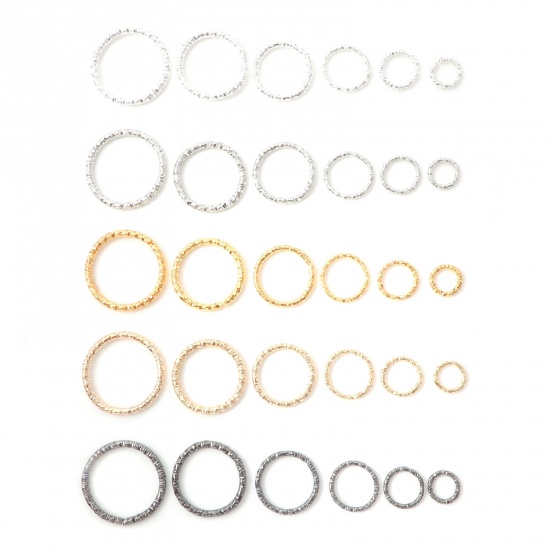 Picture of Iron Based Alloy Open Jump Rings Findings Round Multicolor Engraving