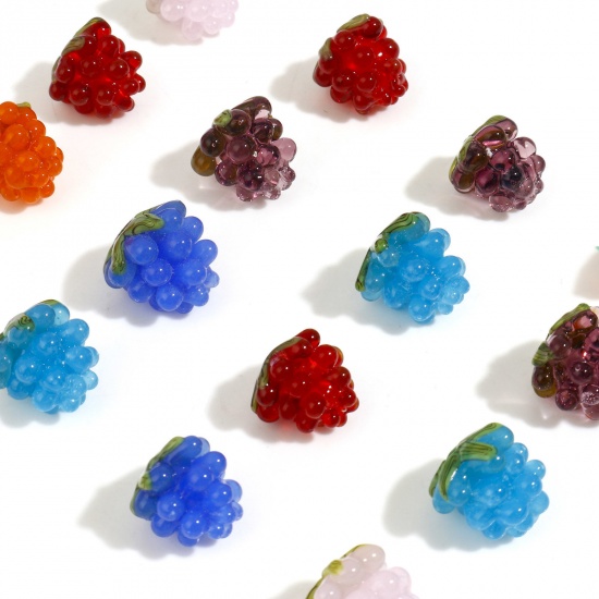 Picture of Lampwork Glass 3D Beads Grape Fruit Multicolor About 13mm x 12mm