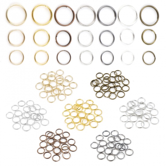 Picture of Iron Based Alloy Double Split Jump Rings Findings Round Multicolor