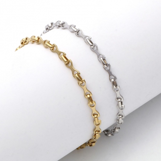 Picture of 304 Stainless Steel Link Chain Anklet Multicolor Knot 23cm(9") long