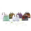 Bild von Halbedelstein Ins Stil Charms Handtasche Vergoldet Bunt 27mm x 25mm, 1 Stück