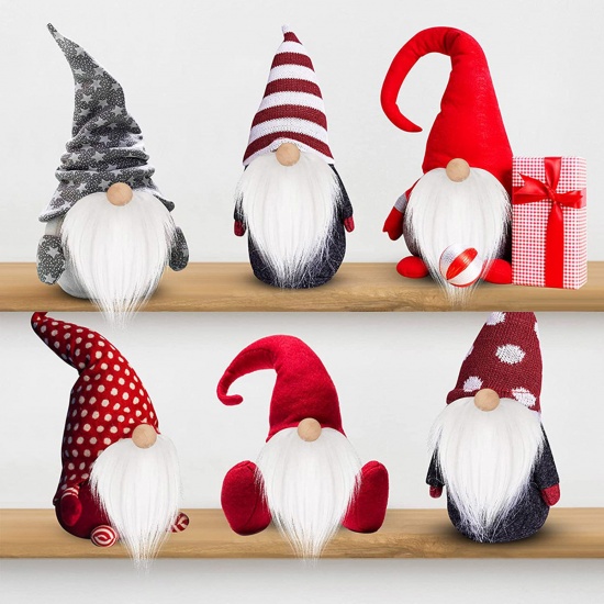 Imagen de Poliéster & Orlon Navidad Accesorios de materiales artesanales hechos a mano bricolaje Multicolor Muñeca Bigote 18cm x 9cm, 1 Juego