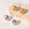 Immagine di 304 Acciaio Inossidabile Semplice Orecchini a Perno Ovale Multicolore Cubic Zirconiae 5mm x 4mm, 1 Paio