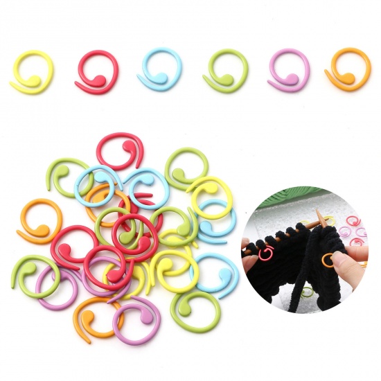 Picture of Zinc Based Alloy Knitting Stitch Markers Spiral Multicolor Painted 15mm