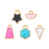 Immagine di 304 Acciaio Inossidabile Charms Geometrica Oro Placcato Multicolore Smalto 1 Pz
