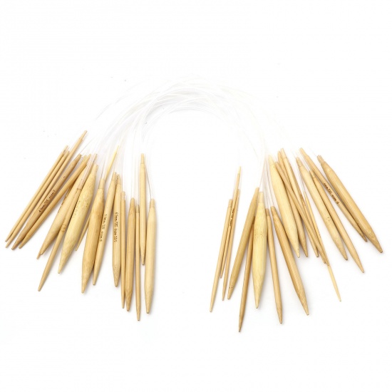 Picture of Bamboo & Plastic Circular Knitting Needles Beige