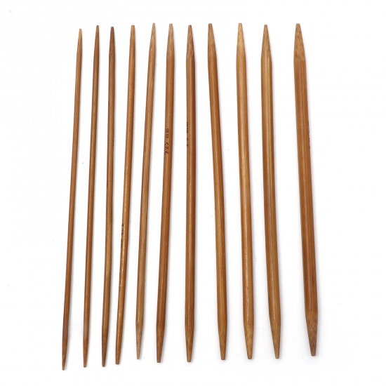 Imagen de Bambú Doble Punta Agujas de tejer Marrón 13cm longitud, 5 Unidades