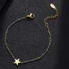 Bild von 304 Edelstahl Stilvoll Armband Vergoldet Bunt Stern Emaille 18cm lang, 1 Strang