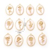 Immagine di Conchiglia + Rame Fiore del Mese di Nascita Charms Ovale Oro riempito Bianco 27mm x 18mm, 1 Pz