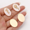 Immagine di Conchiglia + Rame Fiore del Mese di Nascita Charms Ovale Oro riempito Bianco 27mm x 18mm, 1 Pz
