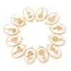 Immagine di Conchiglia + Rame Fiore del Mese di Nascita Charms Ovale Oro riempito Bianco 27mm x 18mm, 1 Pz