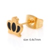 Picture of 316 Stainless Steel Stylish Ear Post Stud Earrings Gold Plated Multicolor Crown Enamel 6.4mm x 7mm