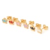 Picture of 316 Stainless Steel Stylish Ear Post Stud Earrings Gold Plated Multicolor Crown Enamel 6.4mm x 7mm