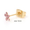 Immagine di 316 Acciaio inossidabile Elegante Orecchini a Perno Oro Placcato Multicolore Fiore Multicolore Strass 5mm Dia., Posta / Filo Dimensione: (21 misura), 1 Paio