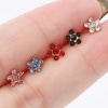 Immagine di 316 Acciaio inossidabile Elegante Orecchini a Perno Oro Placcato Multicolore Fiore Multicolore Strass 5mm Dia., Posta / Filo Dimensione: (21 misura), 1 Paio