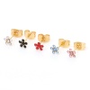 Immagine di 316 Acciaio inossidabile Elegante Orecchini a Perno Oro Placcato Multicolore Fiore Multicolore Strass 5mm Dia., Posta / Filo Dimensione: (21 misura), 1 Paio