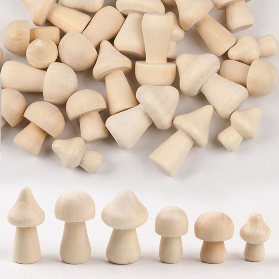 Bild von Wood DIY Handmade Craft Materials Accessories Painting Materials Natural Mushroom 10 PCs