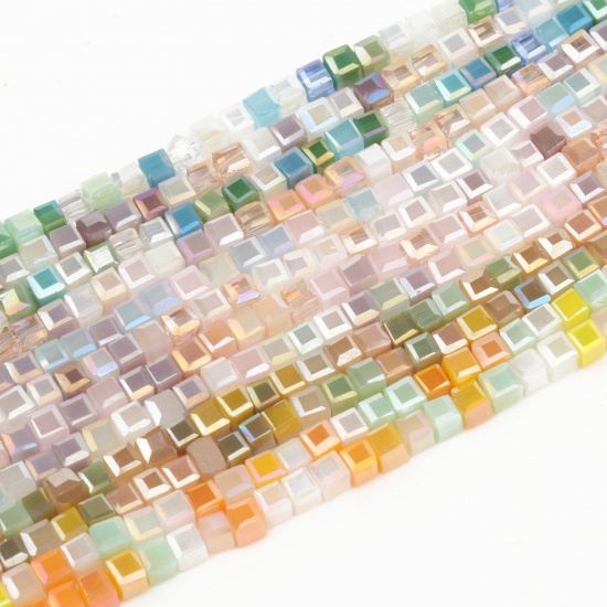Immagine di Cristallo ( Sintetico ) Perline Cubo Multicolore Come 3mm x 2mm, 1 Pz