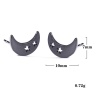 Immagine di 304 Acciaio Inossidabile Galassia Orecchini a Perno Multicolore Luna Stella Filigrana 10mm x 7mm, Posta / Filo Dimensione: (20 misura), 1 Paio