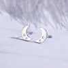 Immagine di 304 Acciaio Inossidabile Galassia Orecchini a Perno Multicolore Luna Stella Filigrana 10mm x 7mm, Posta / Filo Dimensione: (20 misura), 1 Paio
