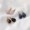 Bild von Halbedelstein ( Natur ) Charms Tropfen Vergoldet Bunt 23mm x 10mm, 1 Stück