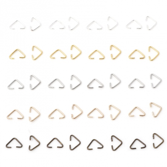 Picture of 0.8mm Iron Based Alloy Open Jump Rings Findings Triangle Multicolor 9mm x 6mm