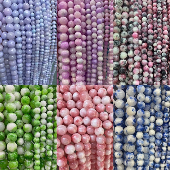 Bild von Jade ( Natur ) Perlen Rund Bunt 1 Strang