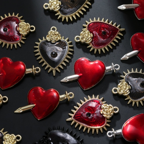 Immagine di Lega di Zinco San Valentino Ciondoli Cuore Multicolore Smalto 10 Pz