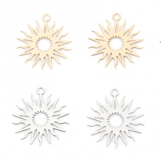 Picture of Iron Based Alloy Filigree Stamping Charms Multicolor Sun 16mm x 15mm