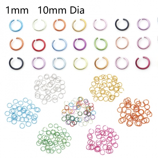 Picture of 1mm Aluminum Open Jump Rings Findings Round Multicolor 10mm Dia